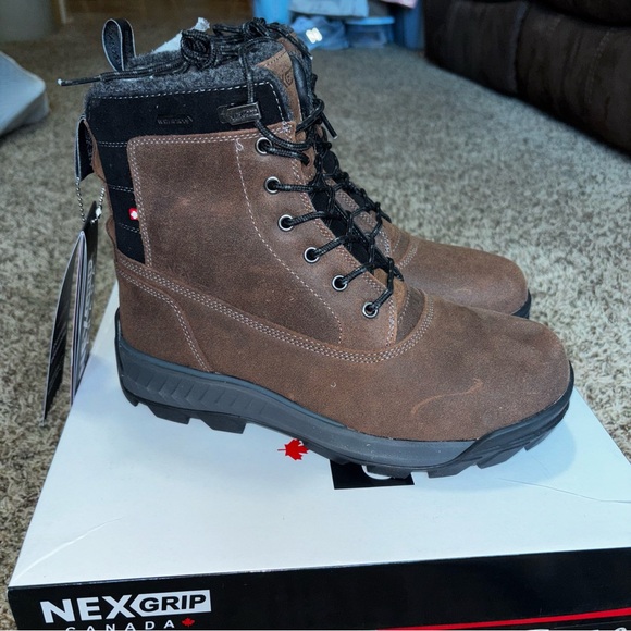Nexgrip Ice Victor 3.0 Mens Boots Sz 9 Dark Brown Leather Side Zip Winter Boots - Picture 1 of 6